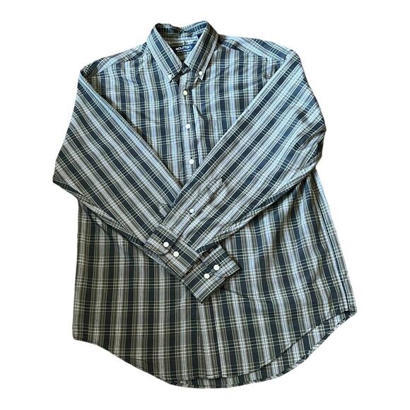 Puritan Green Plaid Button Down Shirt Men Size M Wrinkle Resistant Long Sleeve - Picture 15 of 16